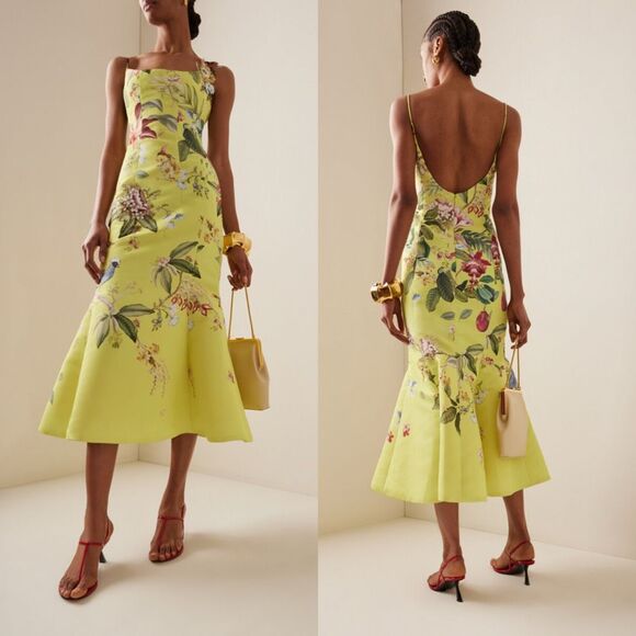 NWT Oscar de la Renta Floral & Fauna Flared Midi Dress Size US 12 $4,990